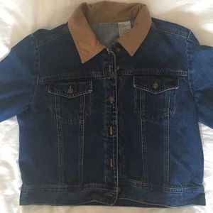 Vintage Dark Demin Jacket with Suede Collar